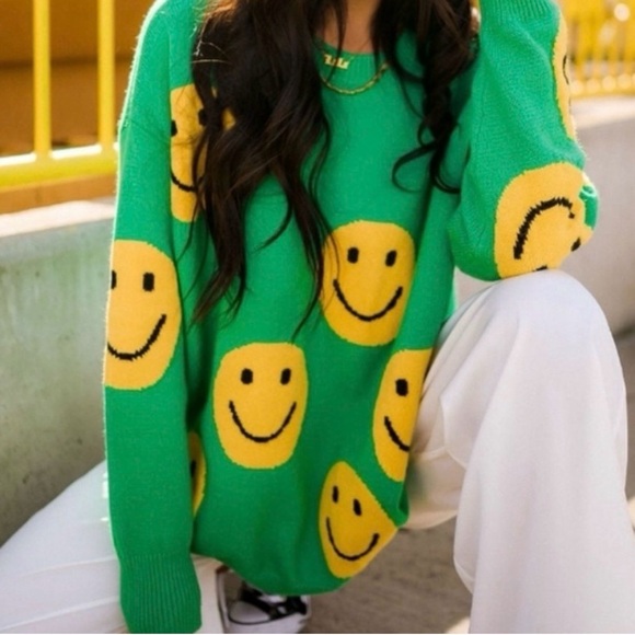 Dressed in LALA Sweaters - Dressed in Lala Green Have Fun Oversized Sweater